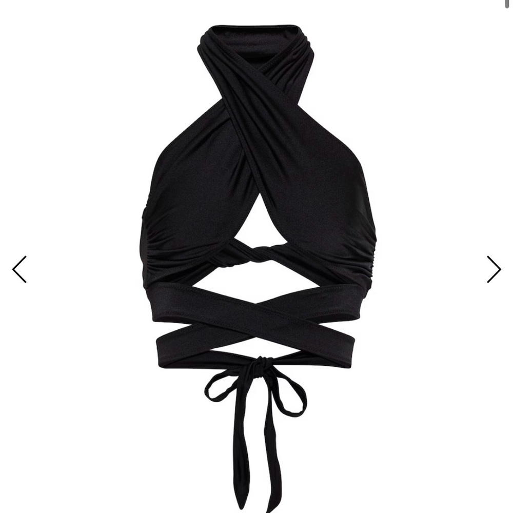 Black Halter Wrap Bikini Top